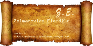 Zelmanovics Elemér névjegykártya