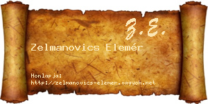 Zelmanovics Elemér névjegykártya
